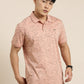 Mercerised Cotton Polo Collar Printed Tshirt in Peach