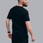 JOVEN Men Black Printed Pure Cotton Oversize Tshirt