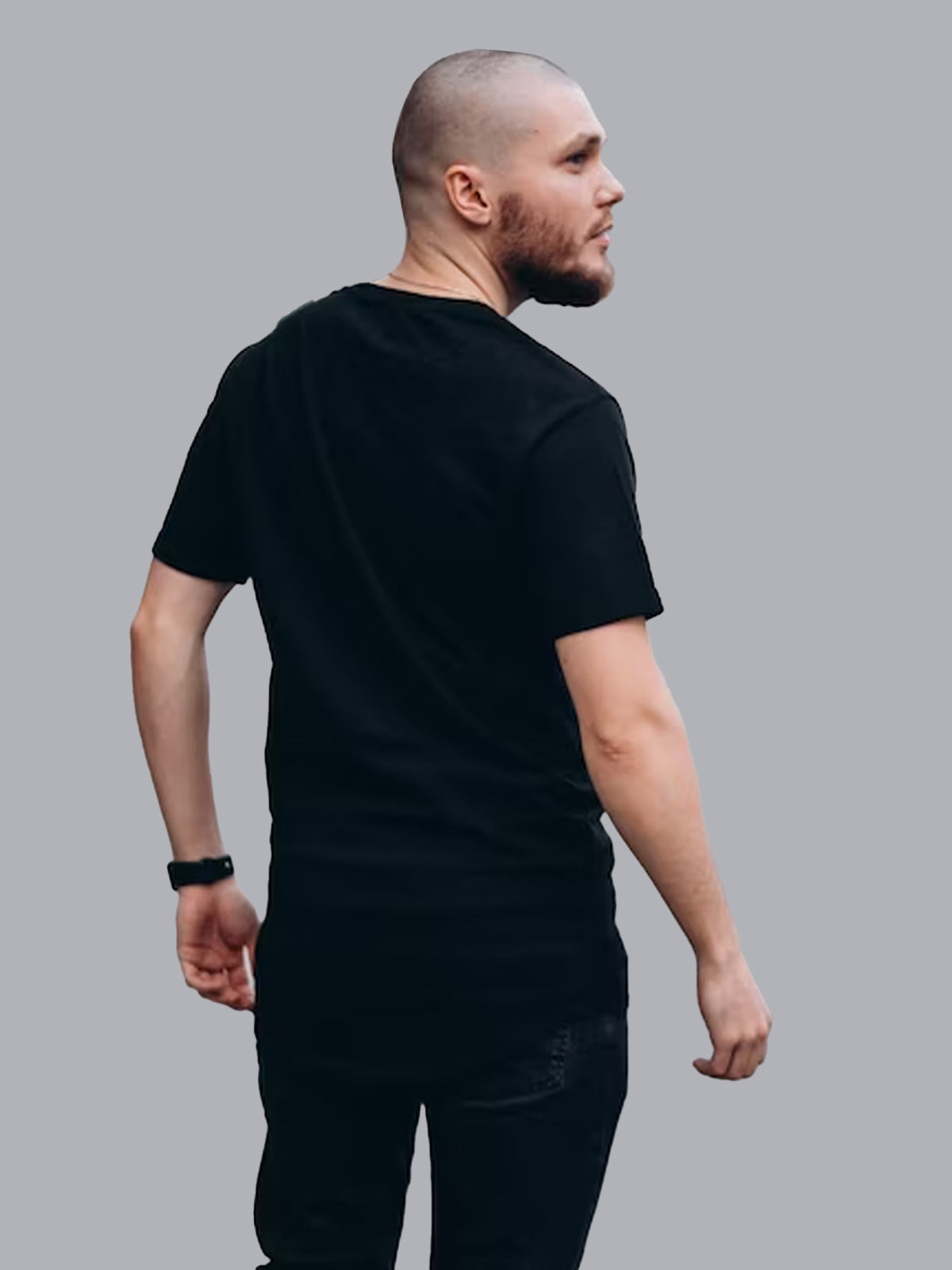 JOVEN Men Black Printed Pure Cotton Oversize Tshirt