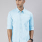 Men's Light Blue Solid Full Sleeve Slim Fit Casual Shirt