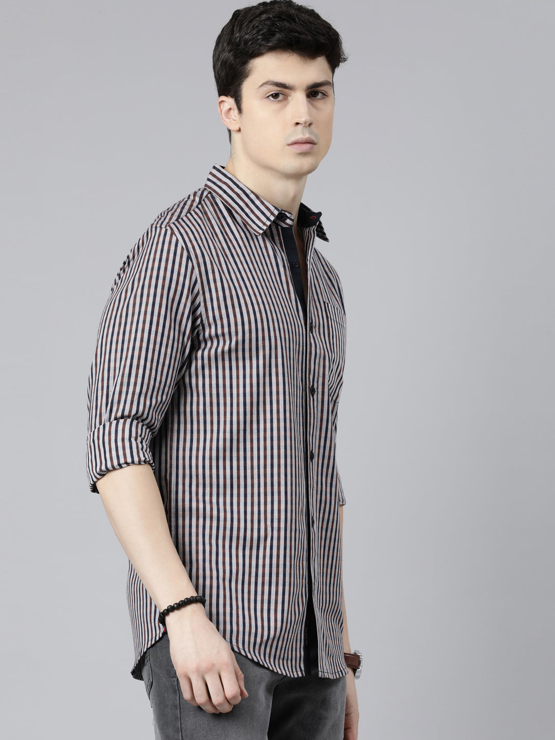 JOVEN Men Checked Pure Cotton Full Sleeve Casual Shirt