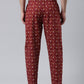 JOVEN Men Wine Printed Pyjama