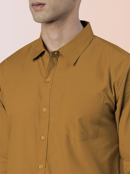 Broon Mens Slim Fit Premium Cotton Solid Shirt
