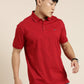 Mercerised Cotton Polo Collar Printed Tshirt in Red