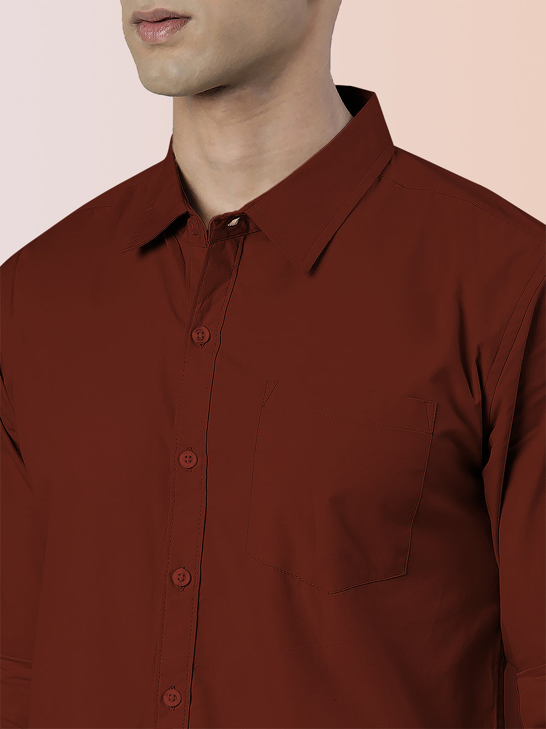 Broon Mens Slim Fit Premium Cotton Solid Shirt