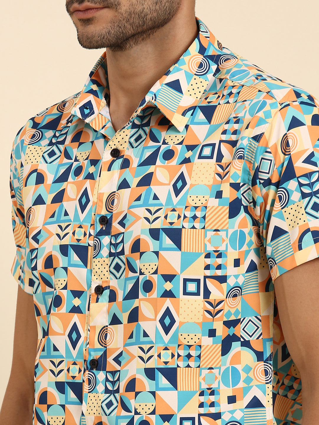 Joven Men's Multicolor Printed Co-Ords Set