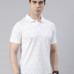Men's White Printed Polo Collar T-Shirt