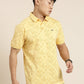 Mercerised Cotton Polo Collar Printed Tshirt in Yellow