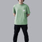 JOVEN Men Light Green Printed Pure Cotton Oversize Tshirt