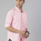 Men's Pink Solid Full Sleeve Slim Fit Casual Shirt