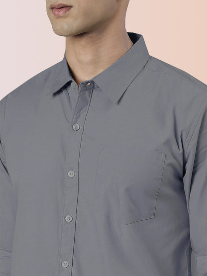 Broon Mens Slim Fit Premium Cotton Solid Shirt