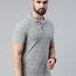 Men's Steel Grey Printed Polo Collar T-Shirt