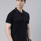 Men's Navy Blue Printed Polo Collar T-Shirt
