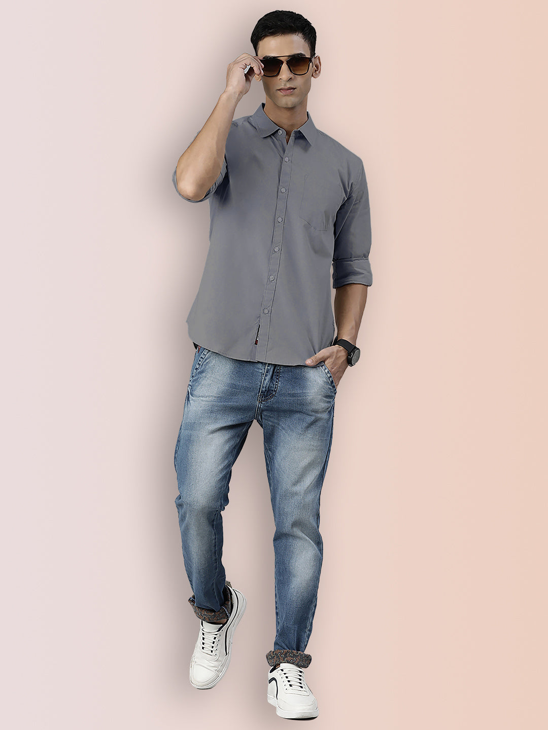 Broon Mens Slim Fit Premium Cotton Solid Shirt