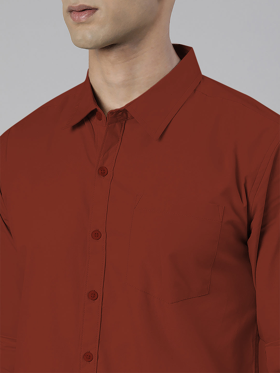 Men's Brown Solid Full Sleeve Slim Fit Casual Shirt