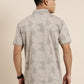 Mercerised Cotton Polo Collar Printed Tshirt in Steel Grey