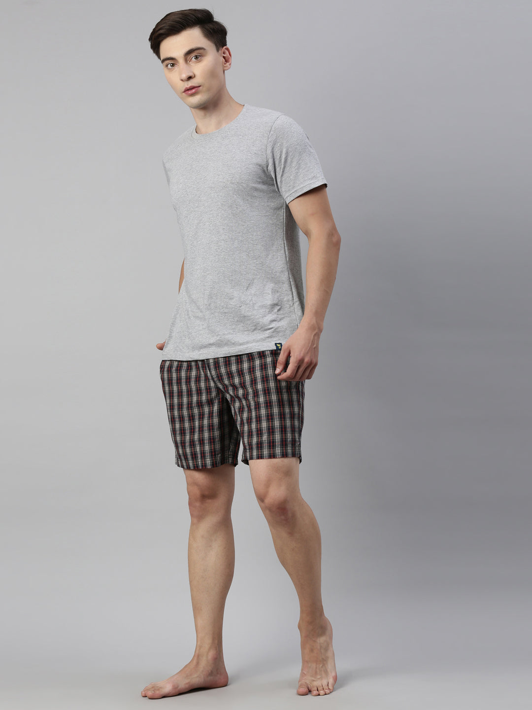 JOVEN MEN CHECKED PURE COTTON EASY SHORTS