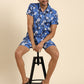 Joven Men's Dark Blue Printed Co-Ords Set