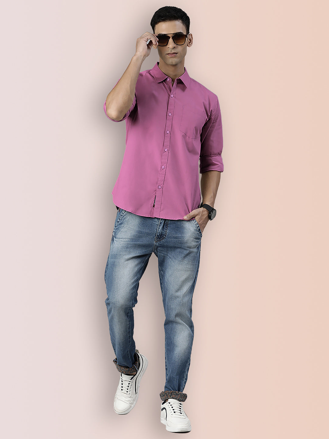 Broon Mens Slim Fit Premium Cotton Solid Shirt