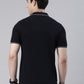 Men's Navy Blue Printed Polo Collar T-Shirt
