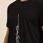 JOVEN Men Black Printed Pure Cotton Oversize Tshirt