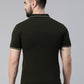 Men's Olive Printed Polo Collar T-Shirt