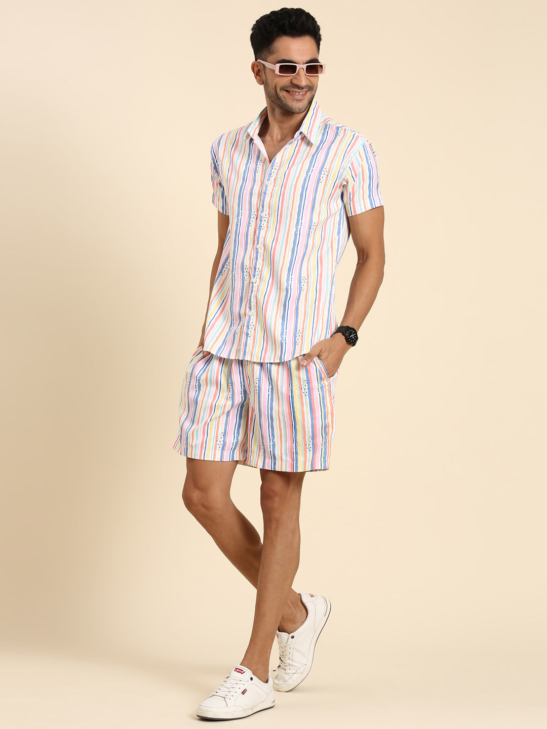 Joven Men's Multicolor Printed Co-Ords Set
