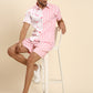 Joven Men's Pink And White Printed Co-Ords Set