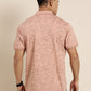 Mercerised Cotton Polo Collar Printed Tshirt in Peach