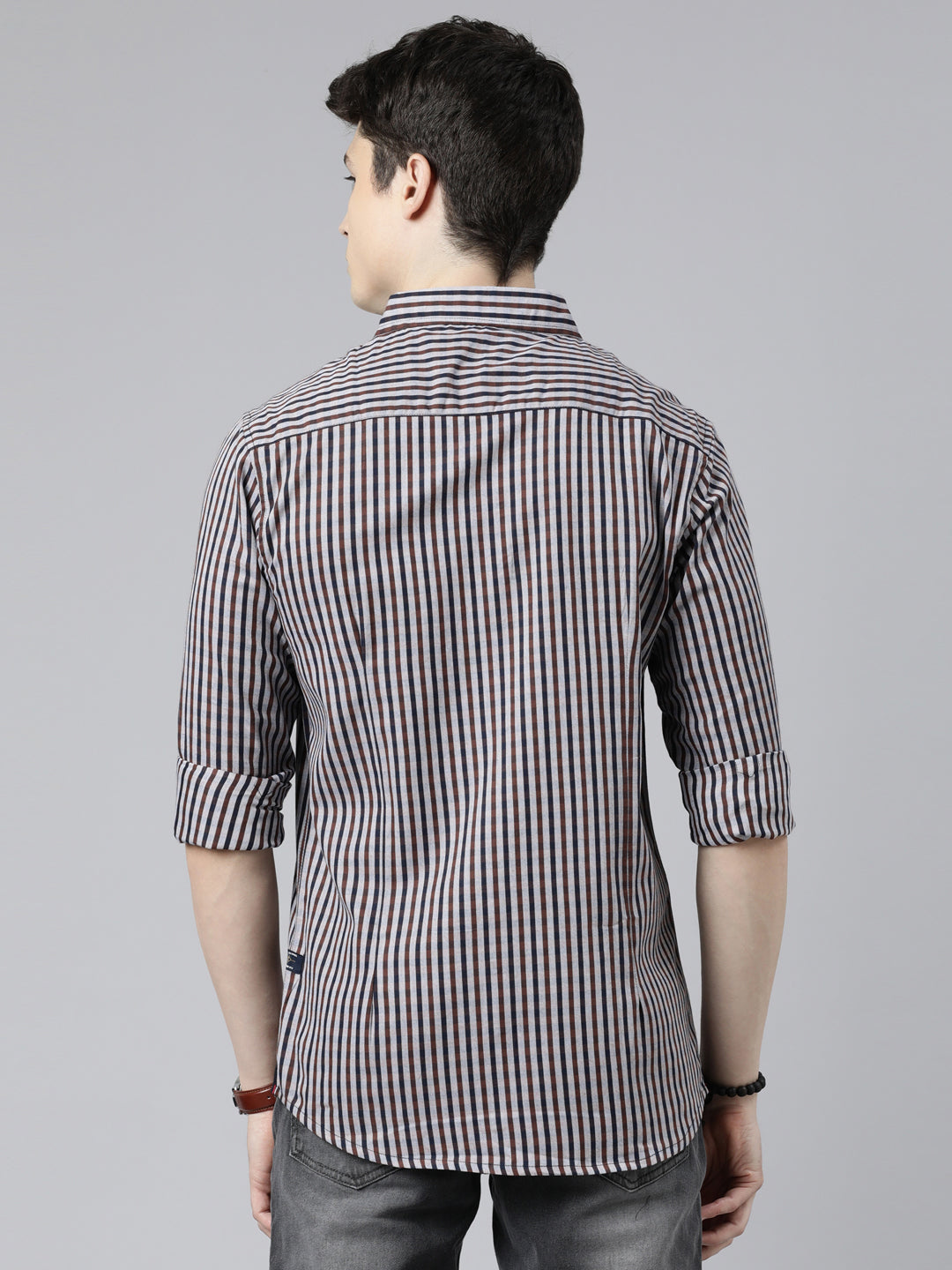JOVEN Men Checked Pure Cotton Full Sleeve Casual Shirt