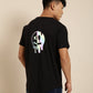 JOVEN Men Black Printed Pure Cotton Oversize Tshirt