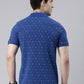 Men's Royal Blue Printed Polo Collar T-Shirt