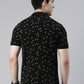 Men's Black Printed Polo Collar T-Shirt