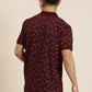 Mercerised Cotton Polo Collar Printed Tshirt in Wine