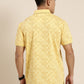 Mercerised Cotton Polo Collar Printed Tshirt in Yellow