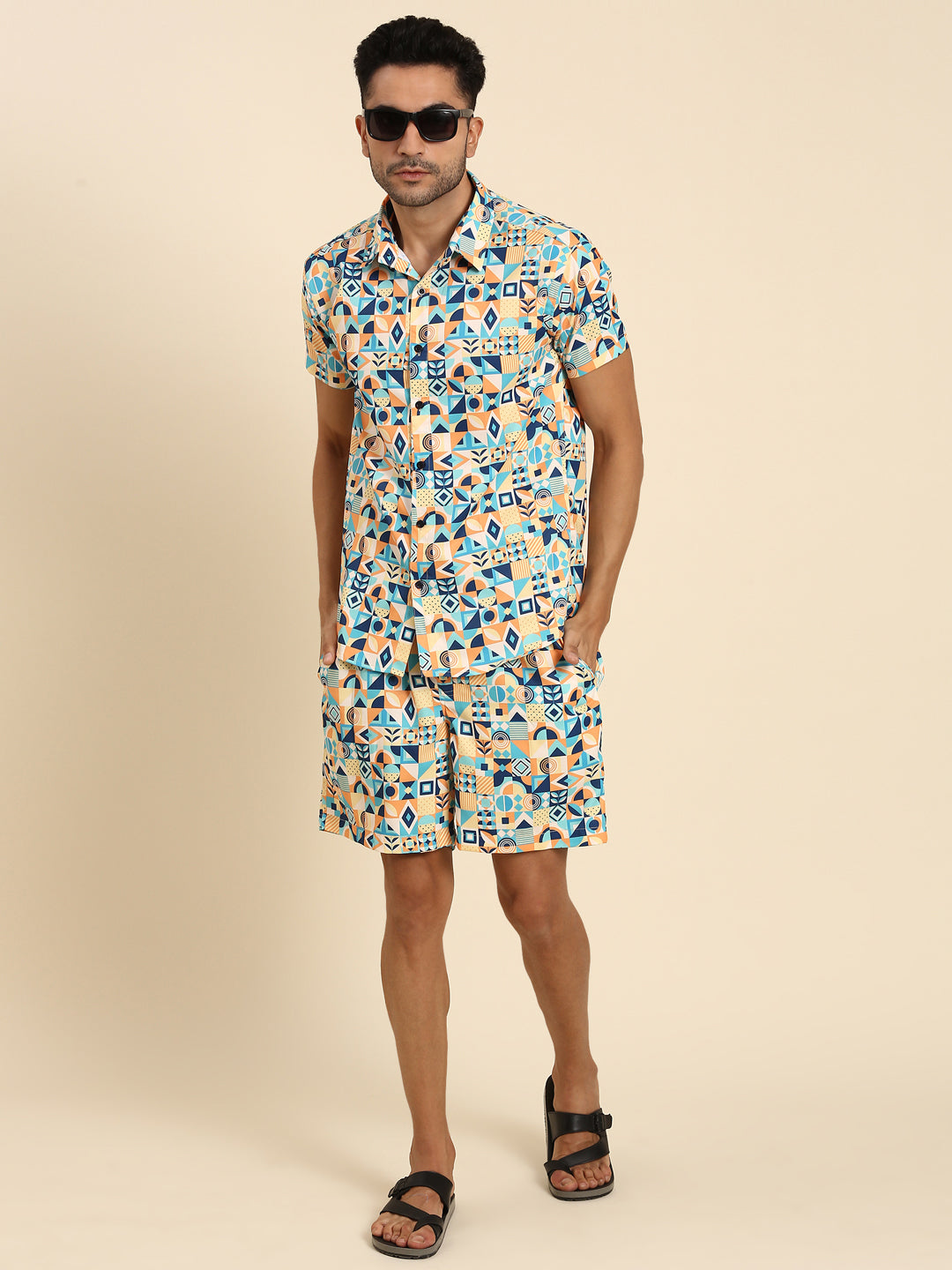 Joven Men's Multicolor Printed Co-Ords Set