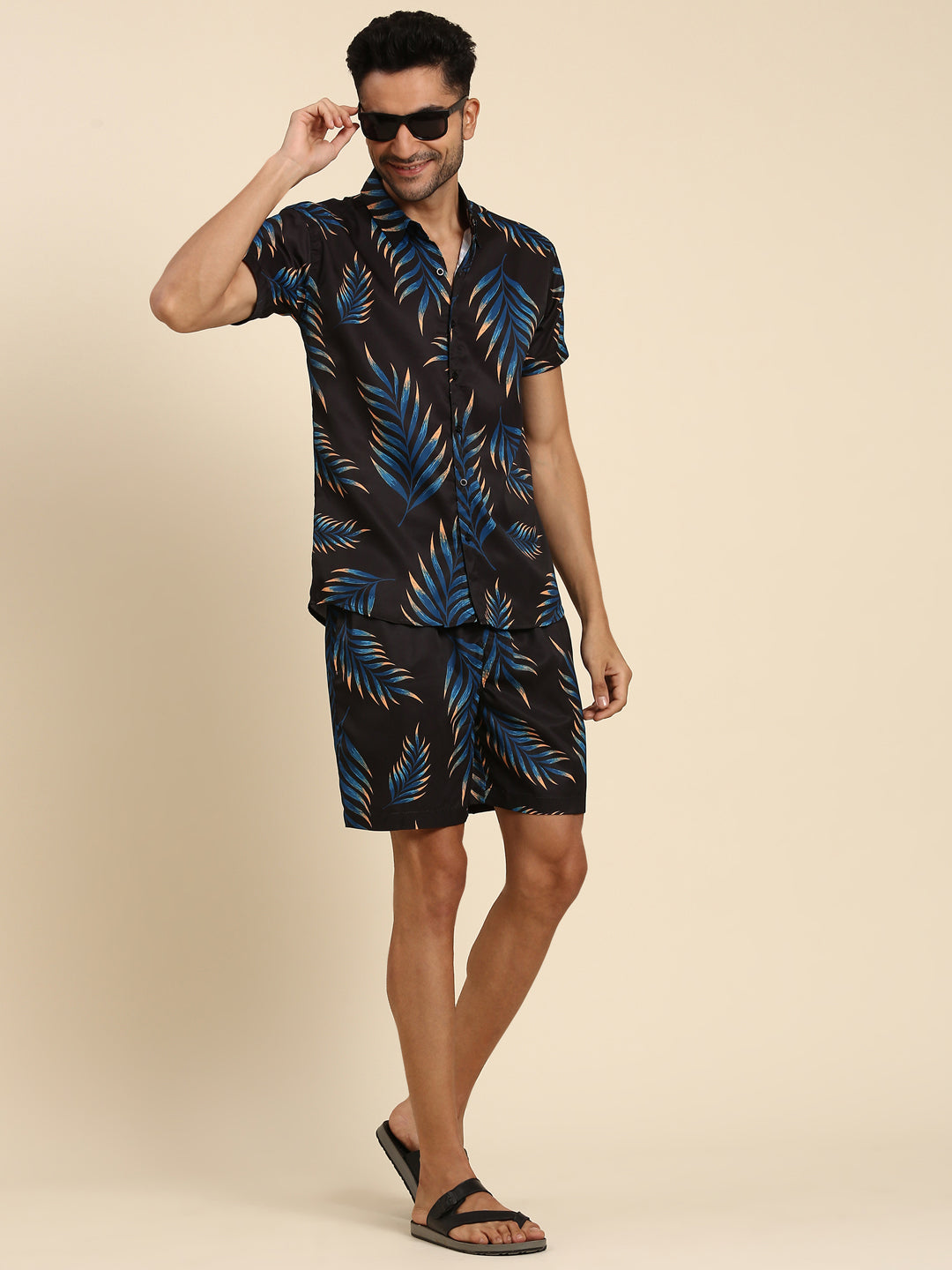 Joven Men's Black Printed Co-Ords Set