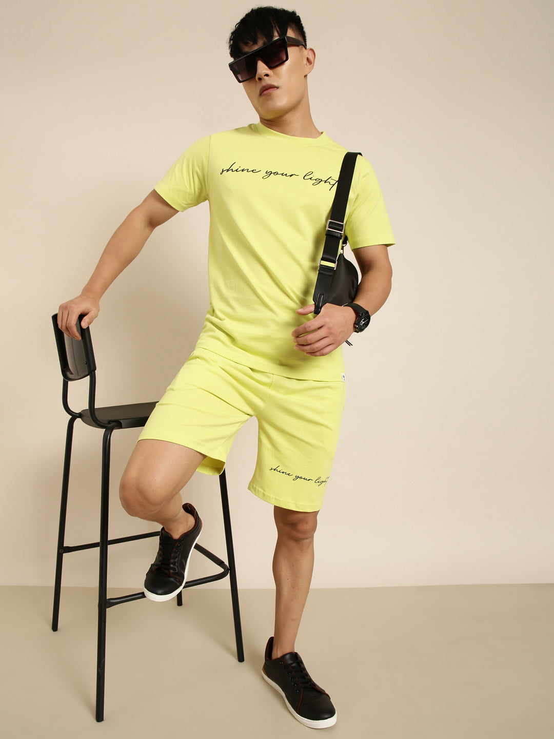 JOVEN Men Light Green Printed Co-Ords Set