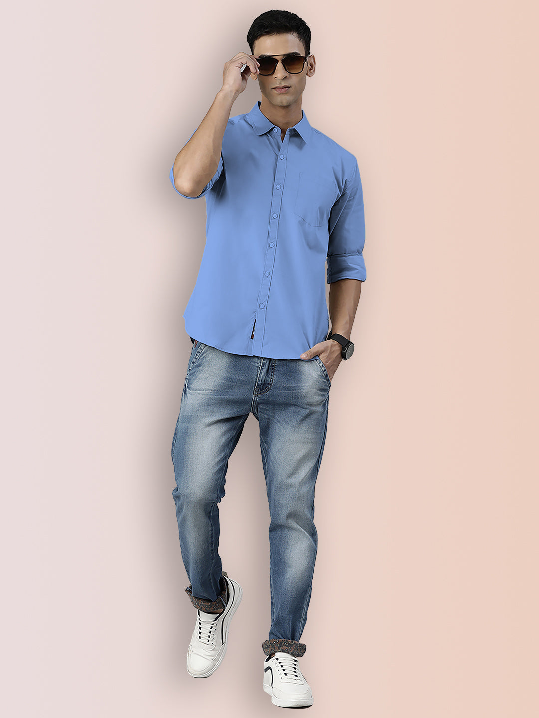 Broon Mens Slim Fit Premium Cotton Solid Shirt