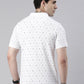 Men's White Printed Polo Collar T-Shirt