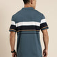 Men's Casual Denim Blue Striped Polo Collar T-Shirt