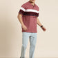 Men's Casual Light Wine Striped Polo Collar T-Shirt