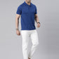 Men's Royal Blue Printed Polo Collar T-Shirt