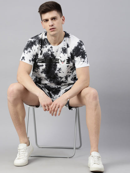 JOVEN MENS TIE-DYE CO-ORDINATED SET(T-SHIRT AND SHORTS)
