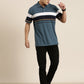 Men's Casual Denim Blue Striped Polo Collar T-Shirt