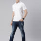 Men's White Printed Polo Collar T-Shirt