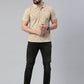 Men's Beige Printed Polo Collar T-Shirt