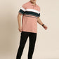 Men's Casual Light Orange Striped Polo Collar T-Shirt
