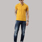Men's Mustard Printed Polo Collar T-Shirt
