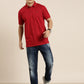 Mercerised Cotton Polo Collar Printed Tshirt in Red